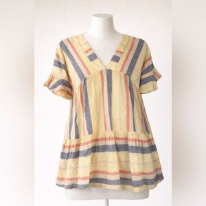 GiGiO Striped Peplum Boho Blouse Medium/Large
